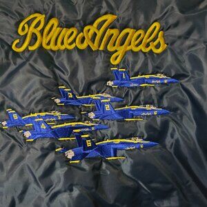 Blue Angels Embroidered Bomber Jacket - Black